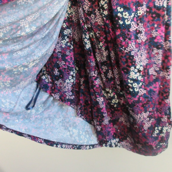 Ted Baker Jersey Faux Wrap Dress 5 US 12 Blue Pink Floral Viscose Pleated Preppy - Picture 7 of 12